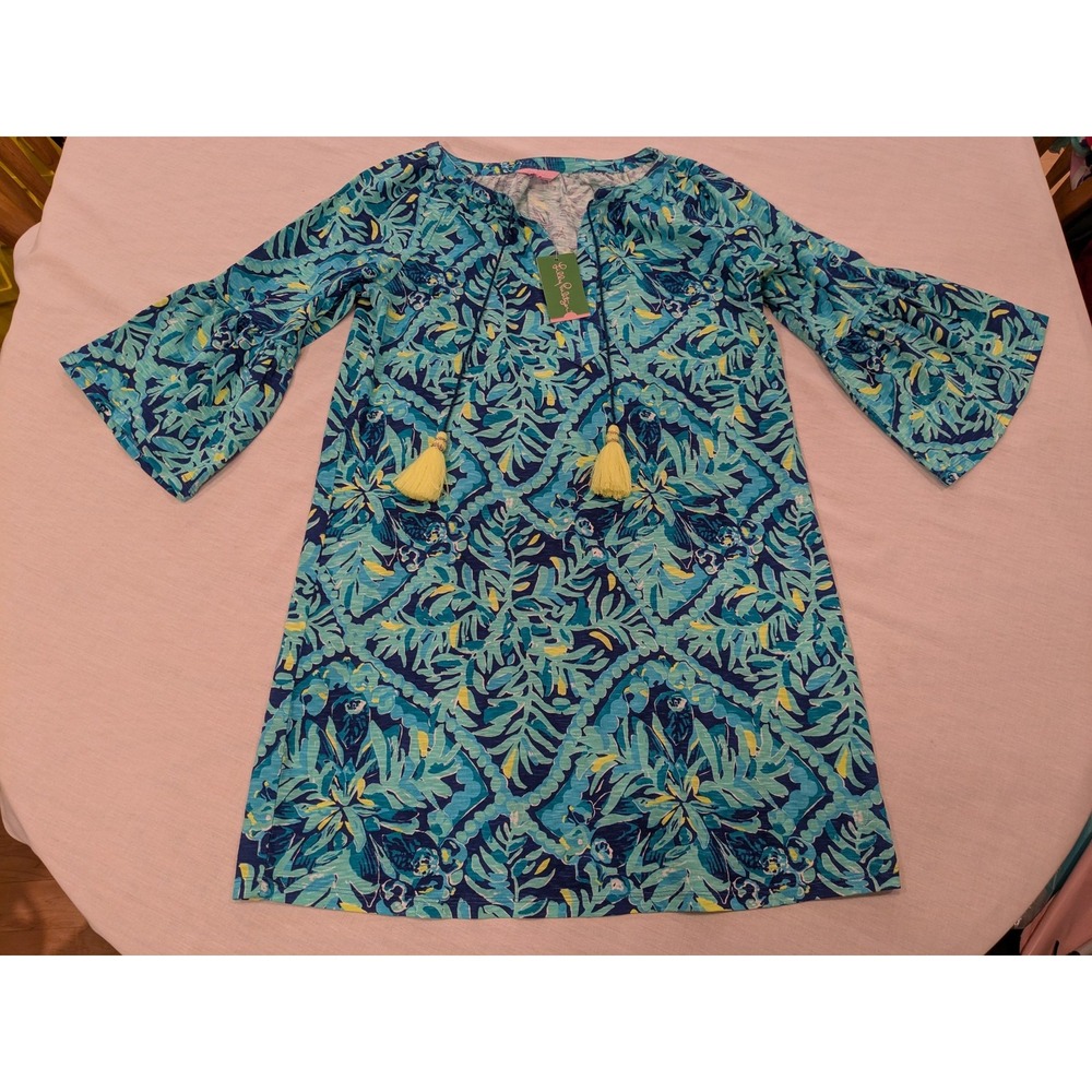 Lilly Pulitzer Dress Womens M Del Lago Tunic Tassel Midnight Cove Blue Print NWT - Picture 11 of 16
